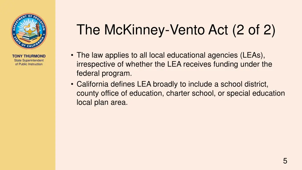 the mckinney vento act 2 of 2