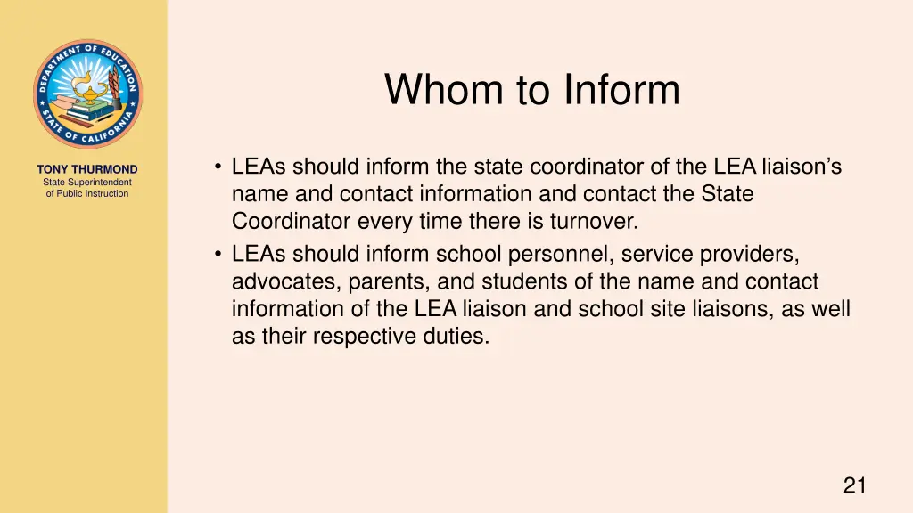whom to inform