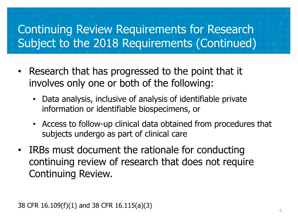 continuing review requirements for research 1