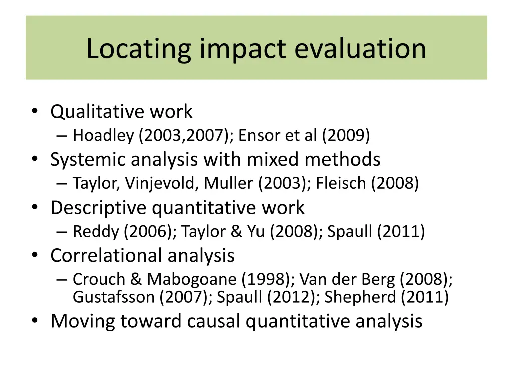 locating impact evaluation