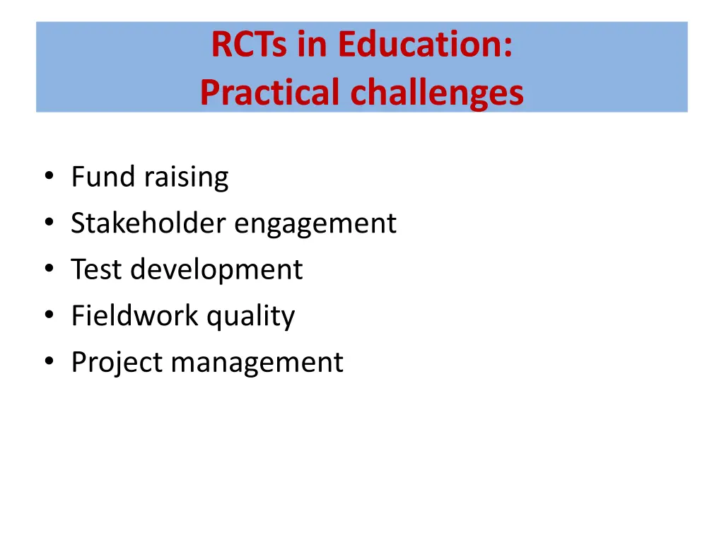 rcts in education practical challenges