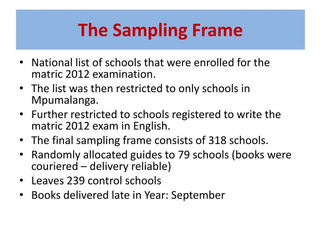 the sampling frame