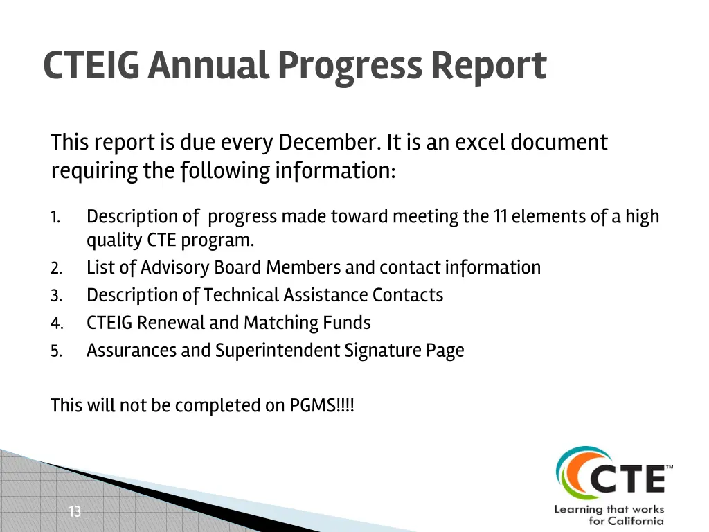 cteig annual progress report