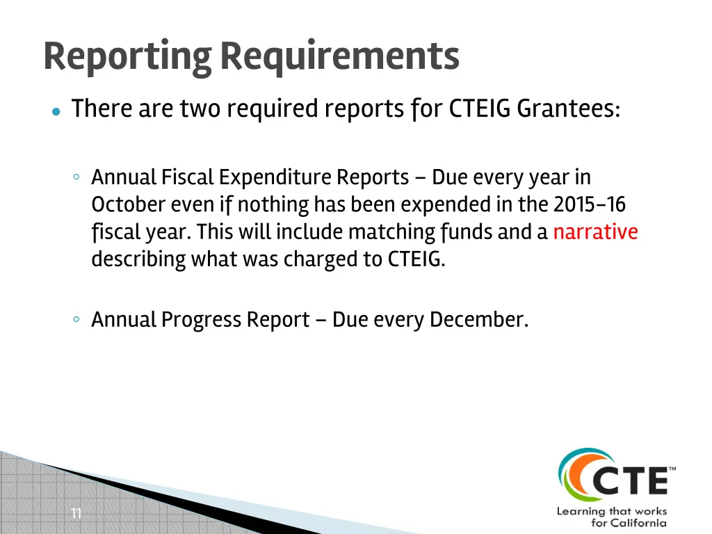 reporting requirements