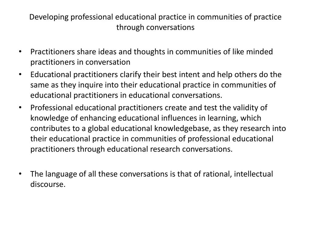 developing professional educational practice