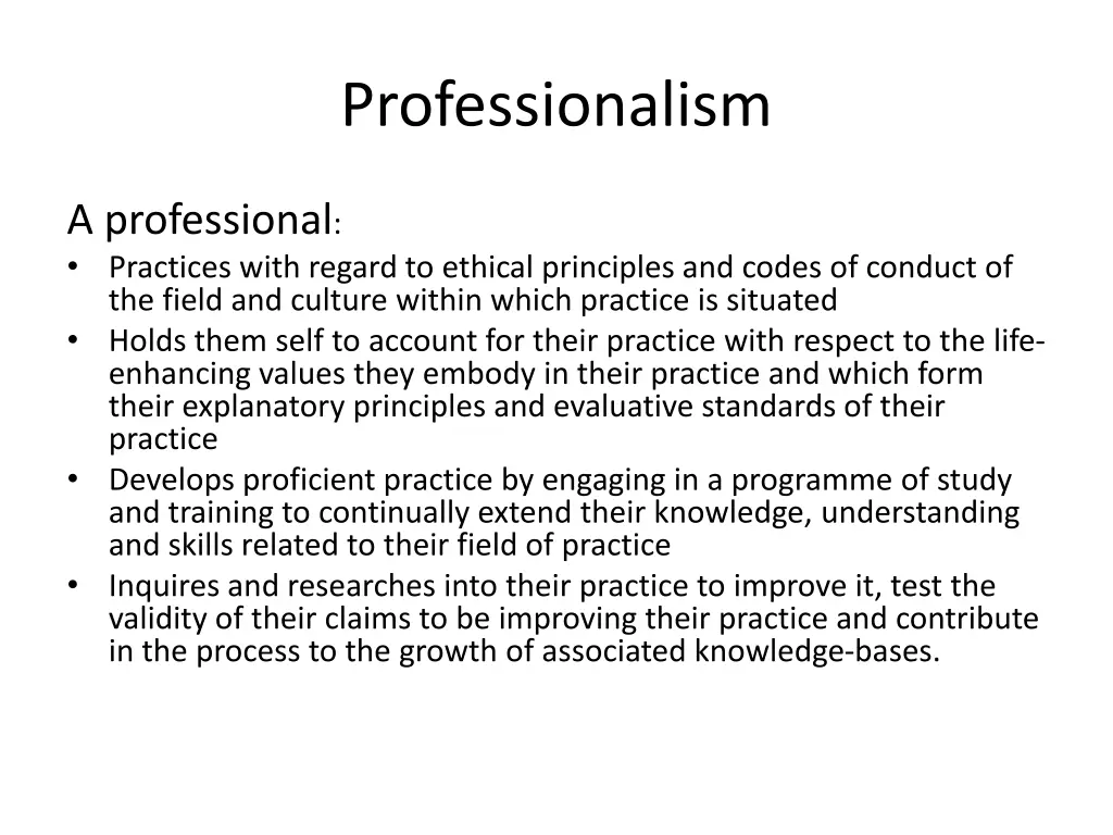 professionalism