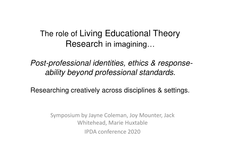 the role of living educational theory research