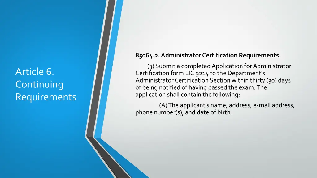 85064 2 administrator certification requirements 1