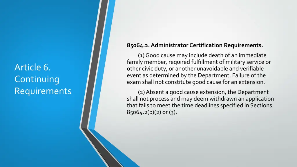 85064 2 administrator certification requirements 11