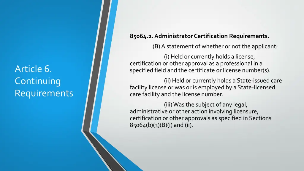 85064 2 administrator certification requirements 2