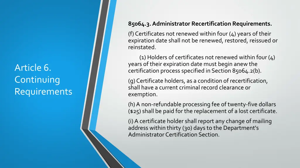 85064 3 administrator recertification requirements 9