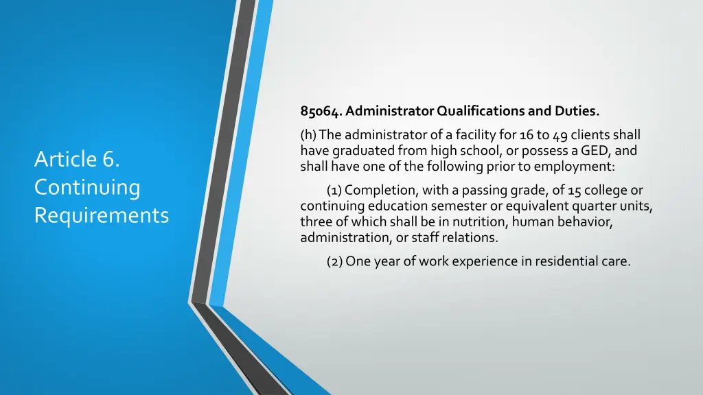 85064 administrator qualifications and duties 2