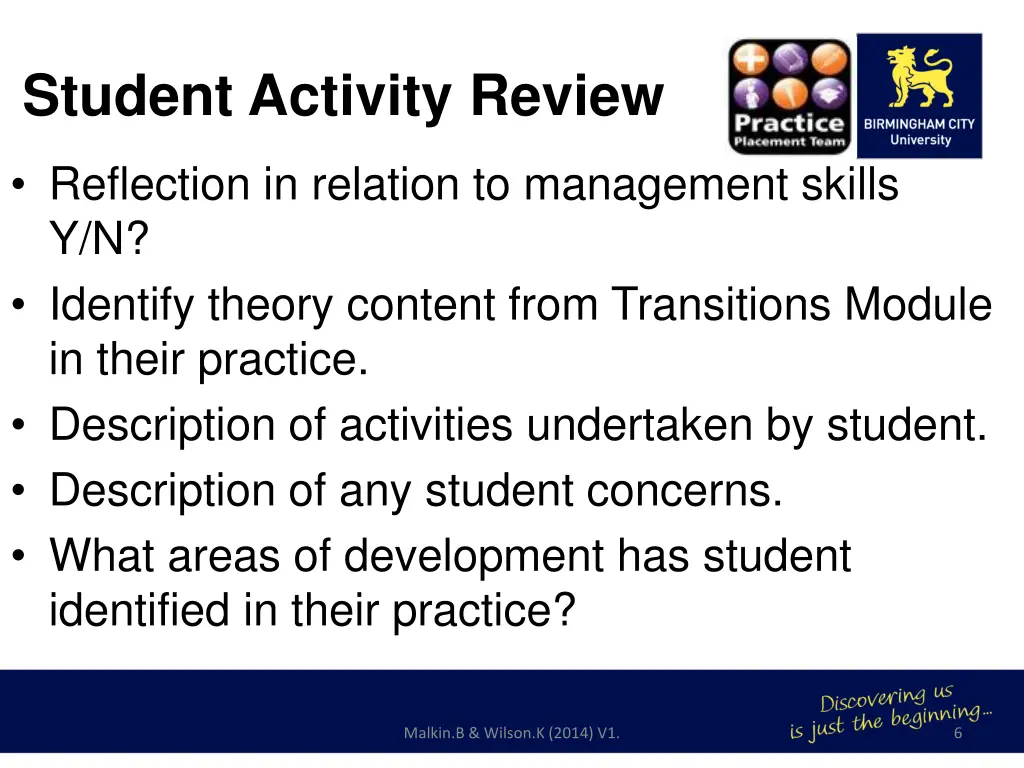 student activity review