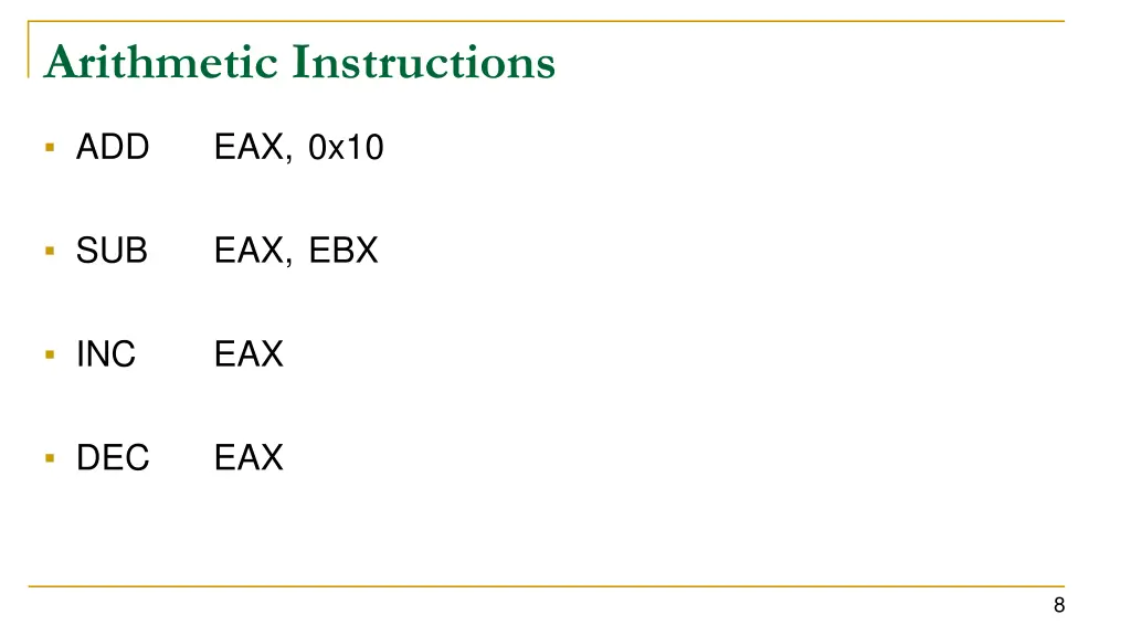 arithmetic instructions
