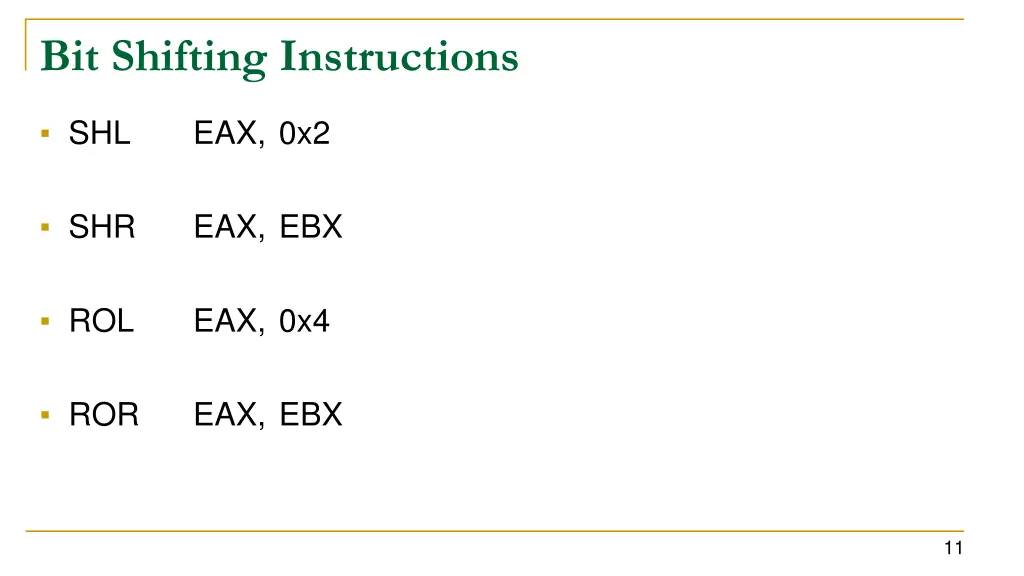 bit shifting instructions