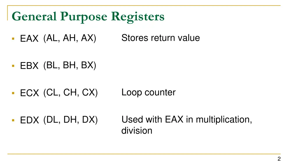 general purpose registers