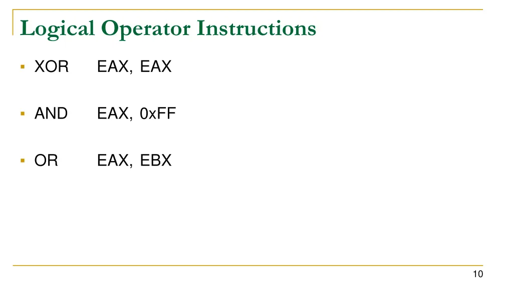 logical operator instructions