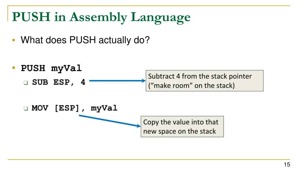 push in assembly language