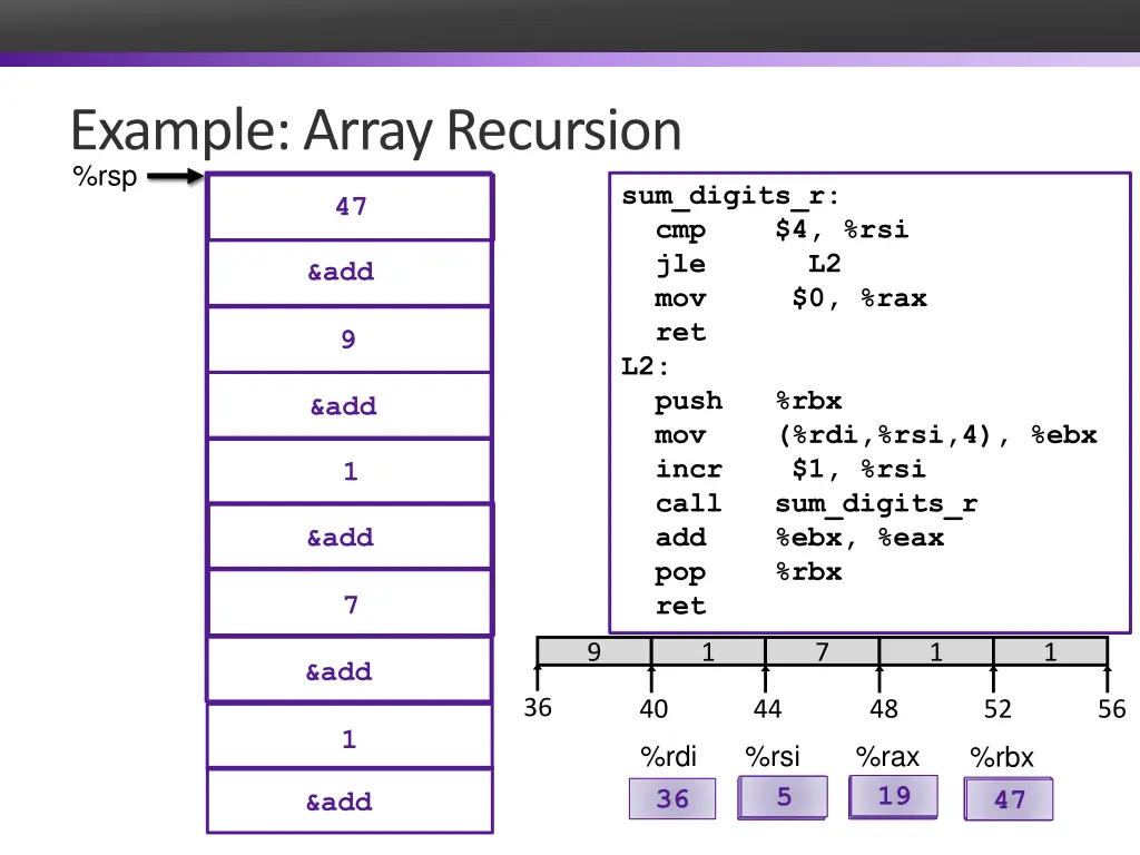 example array recursion rsp 47