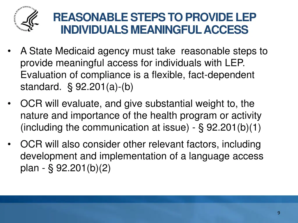 reasonable steps to provide lep individuals