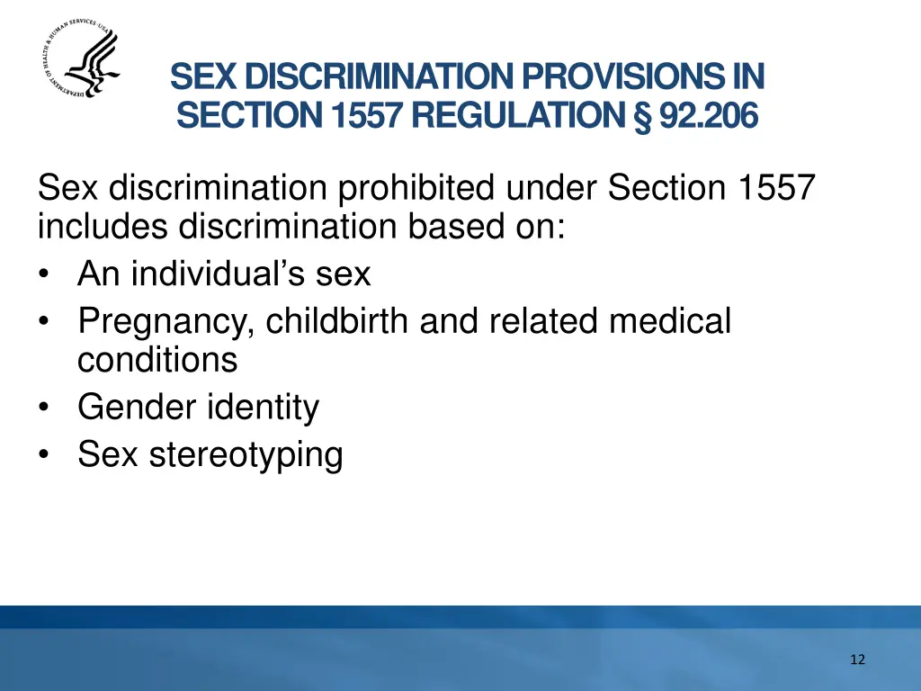 sex discrimination provisions in section 1557