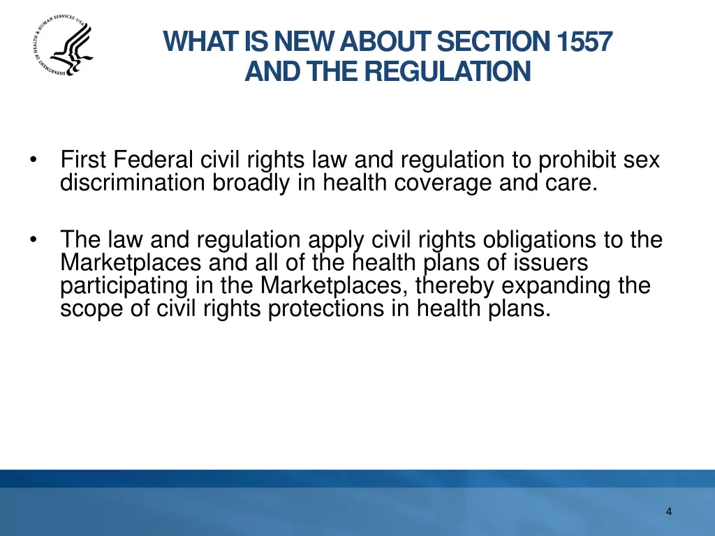 what is new about section 1557 and the regulation