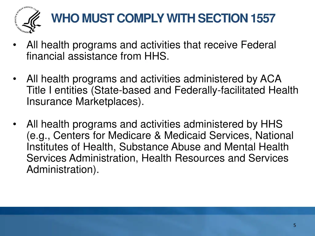 who must comply with section 1557