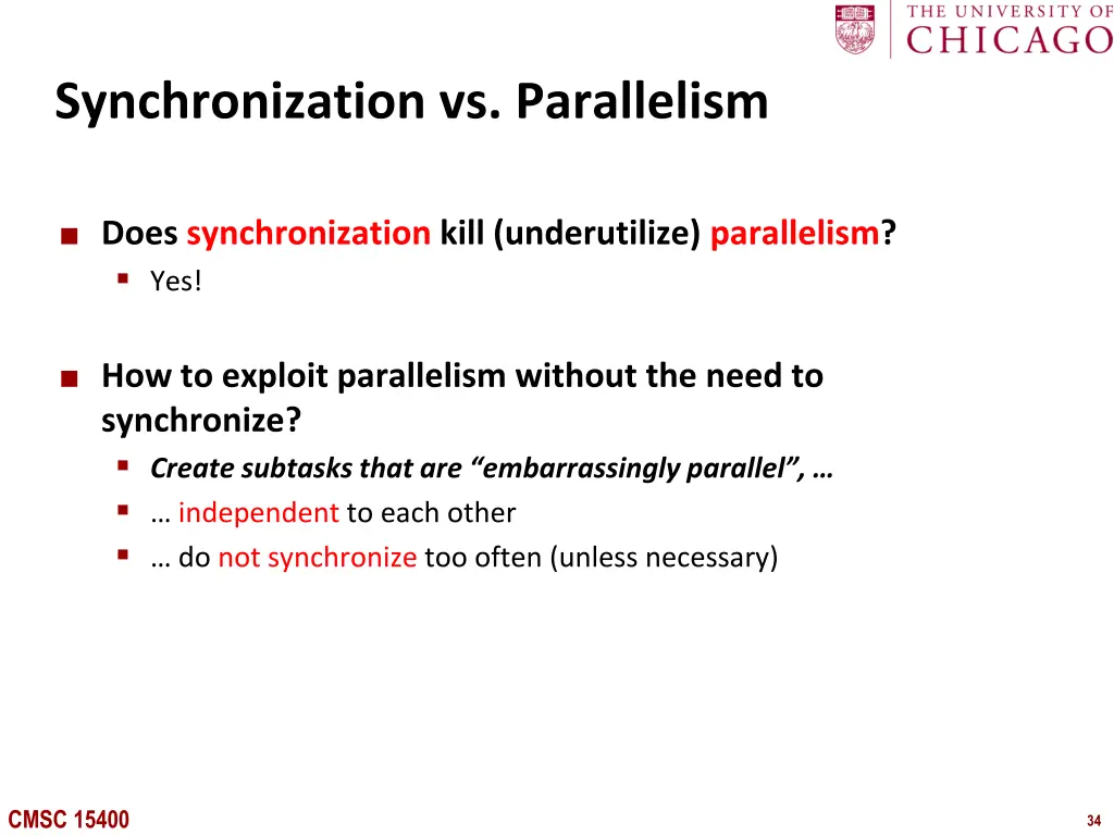 synchronization vs parallelism