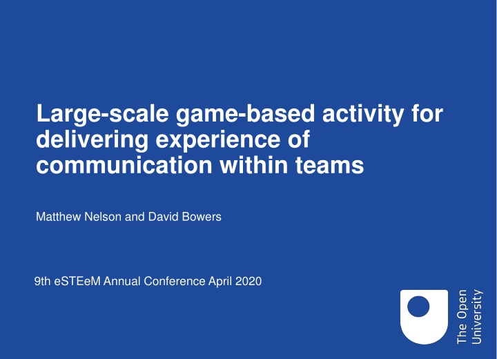 large scale game based activity for delivering