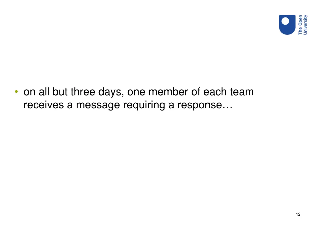 on all but three days one member of each team