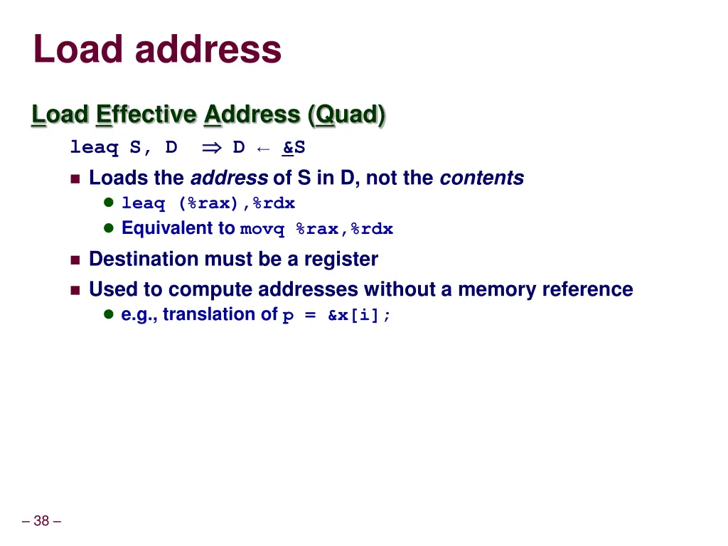load address
