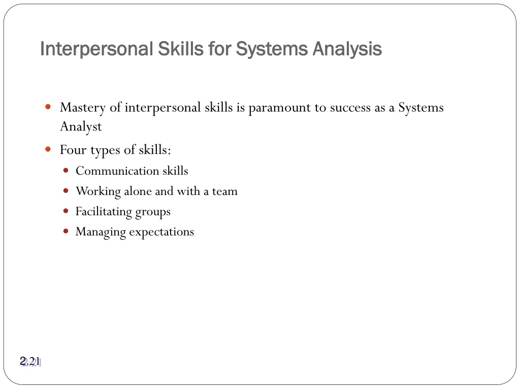 interpersonal skills for systems analysis