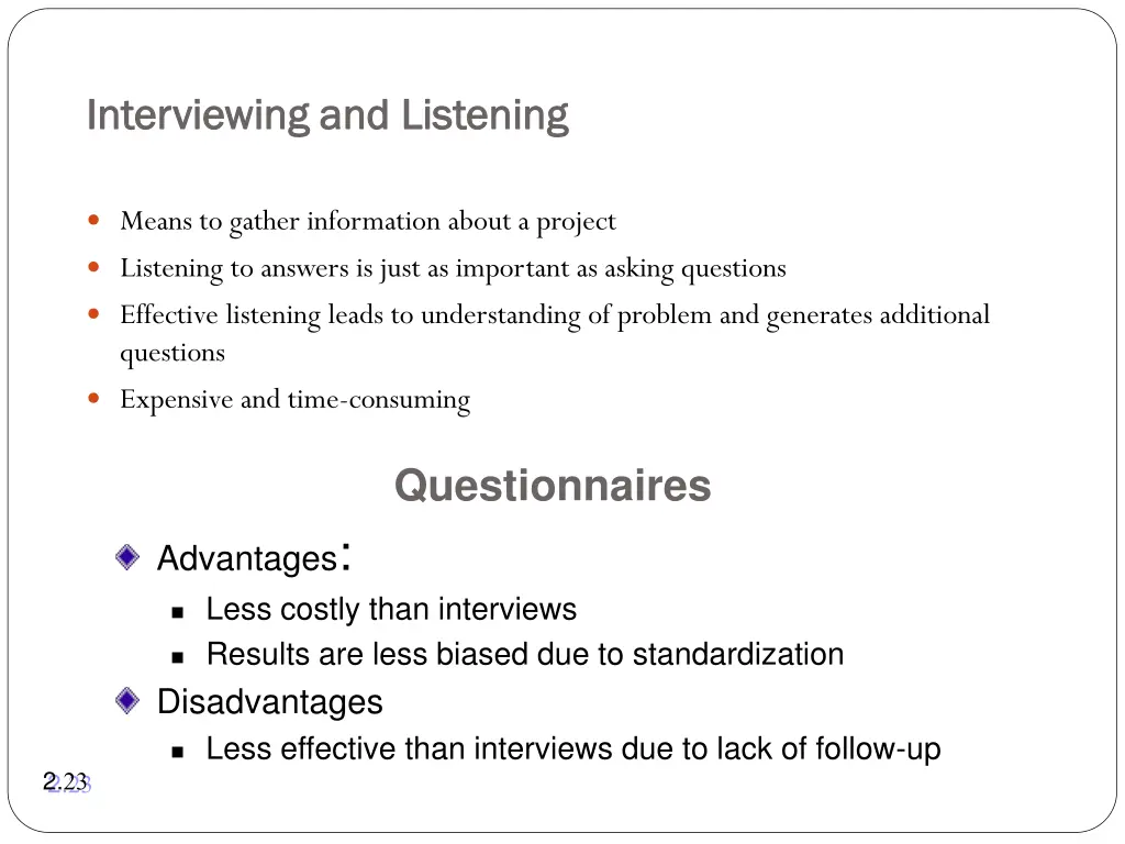 interviewing and listening interviewing
