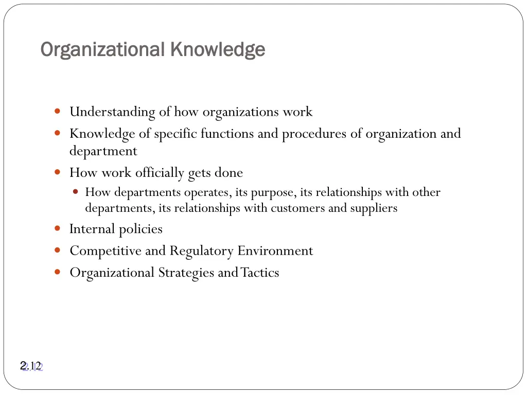 organizational knowledge organizational knowledge