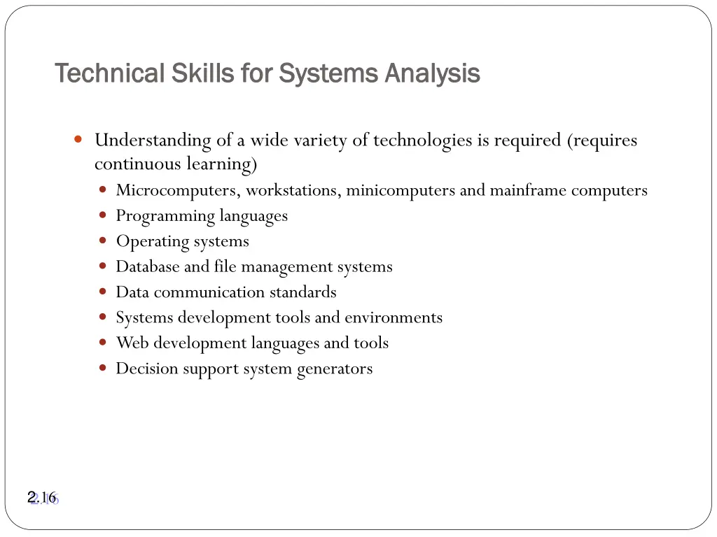 technical skills for systems analysis technical 1