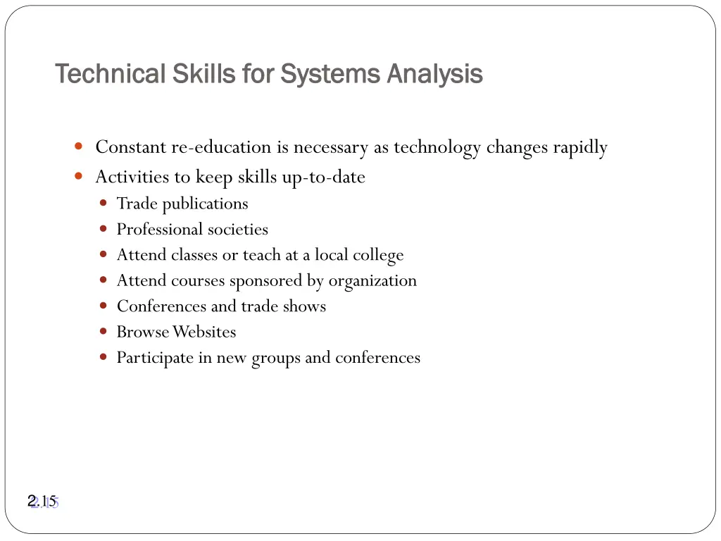 technical skills for systems analysis technical