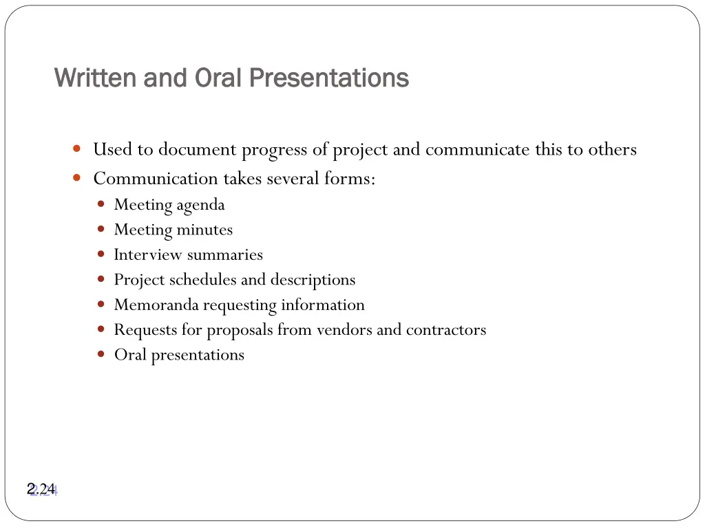 written and oral presentations written and oral