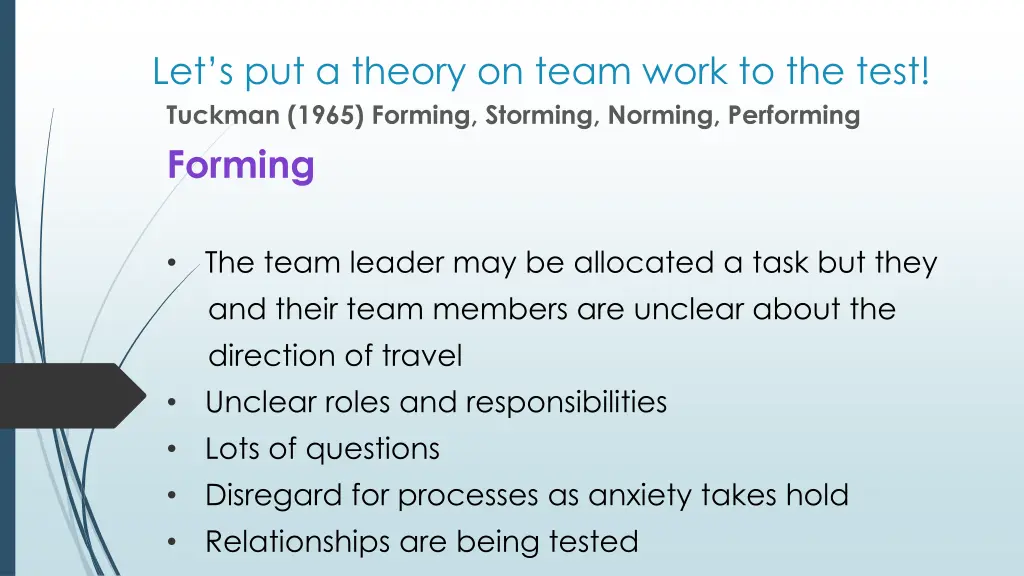 let s put a theory on team work to the test
