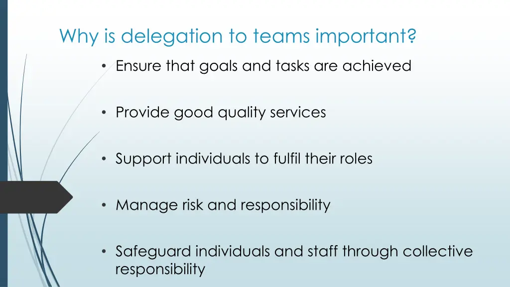why is delegation to teams important