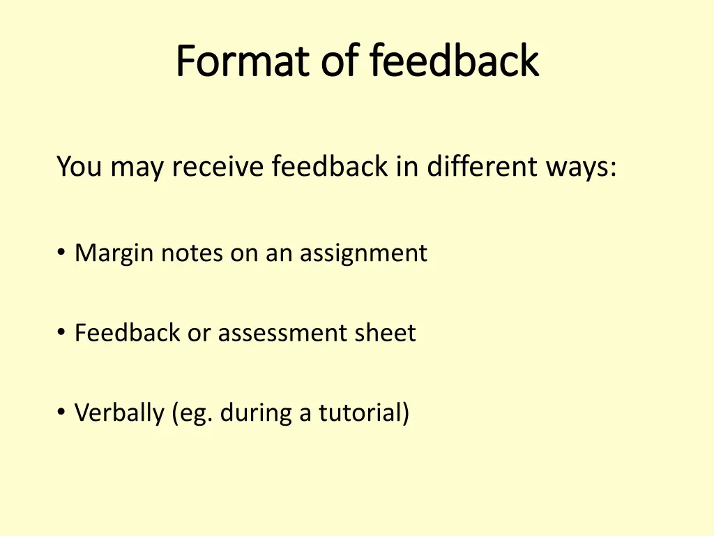 format of feedback format of feedback