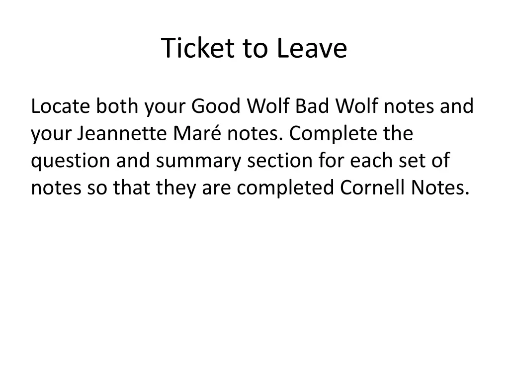 ticket to leave 1