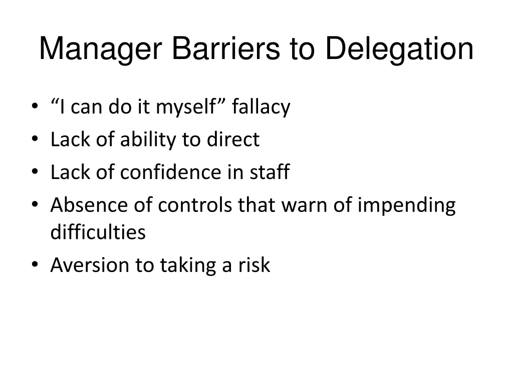 manager barriers to delegation