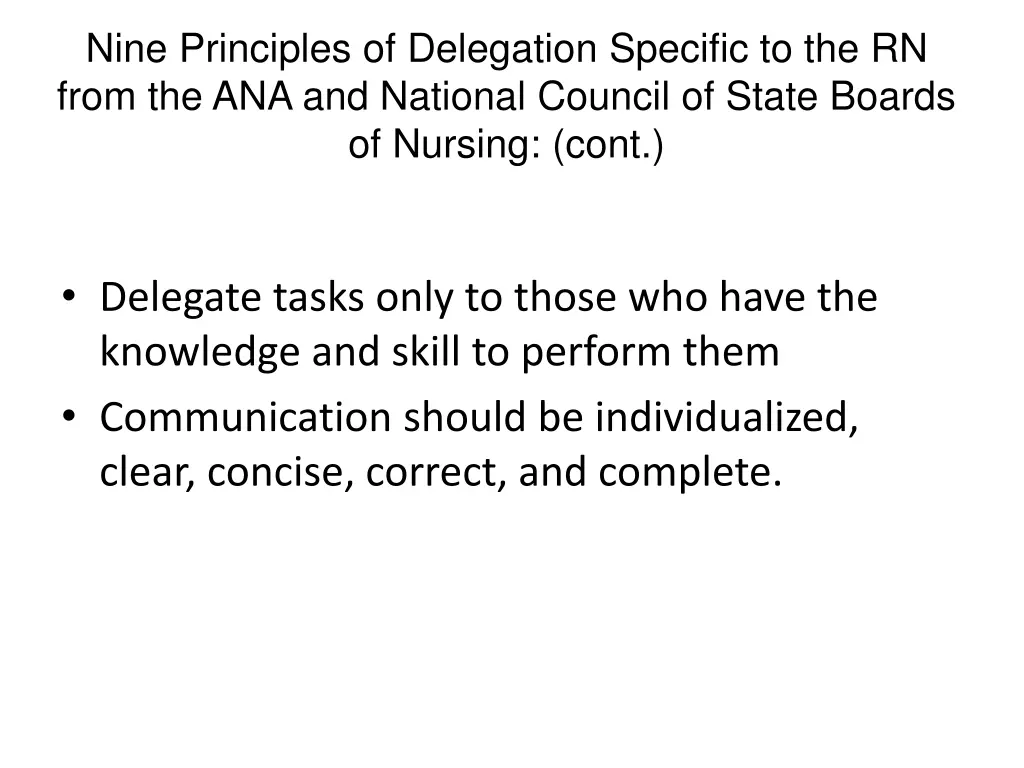 nine principles of delegation specific 1