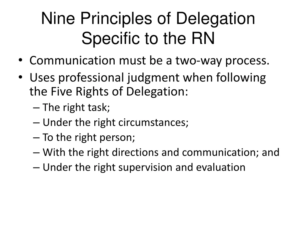 nine principles of delegation specific 2
