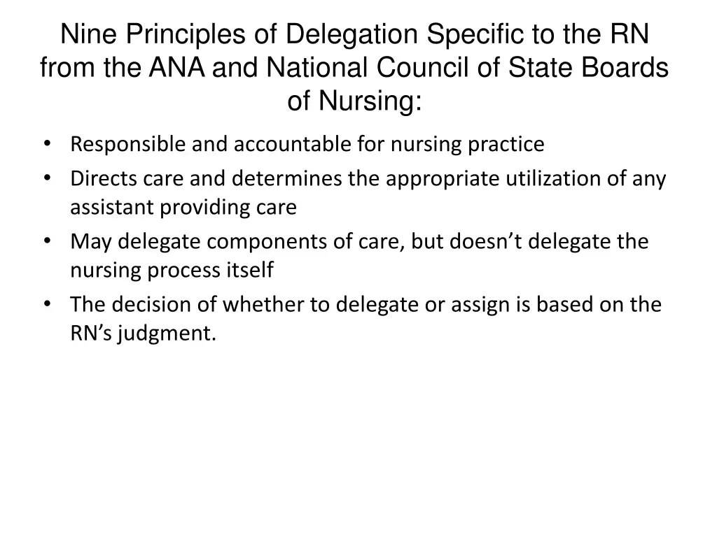 nine principles of delegation specific