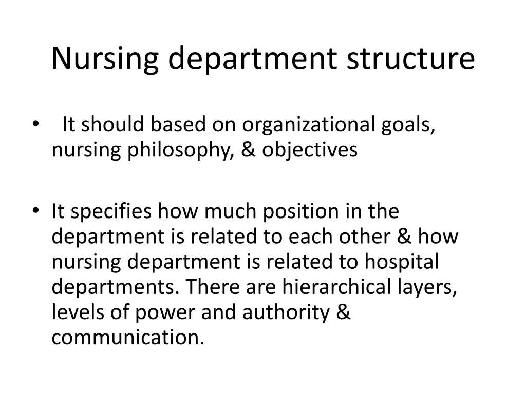 nursing department structure