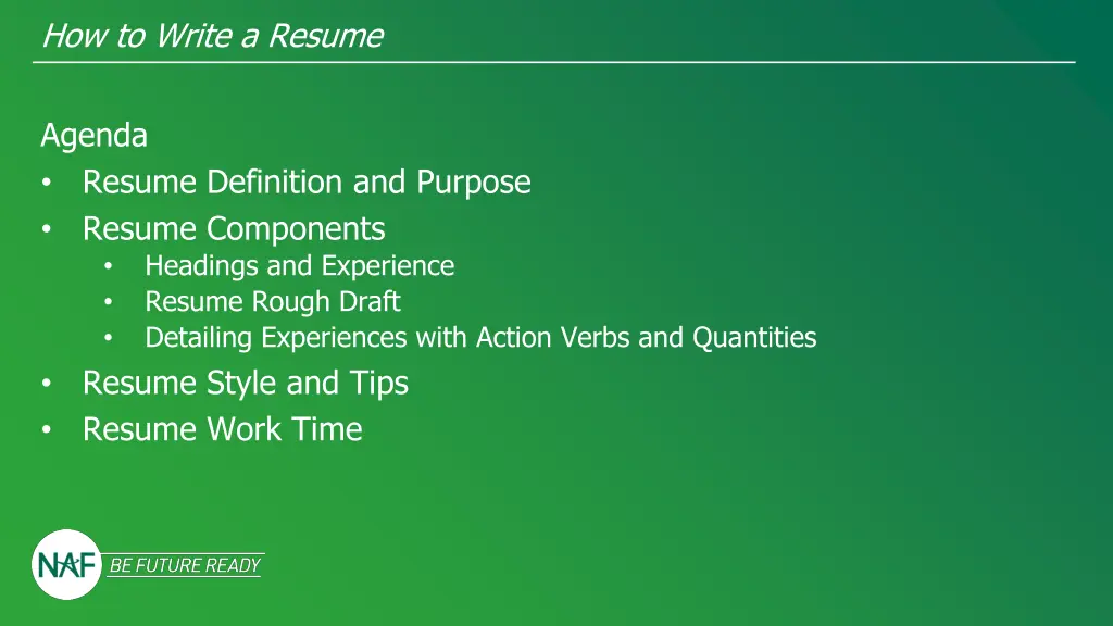 how to write a resume 1