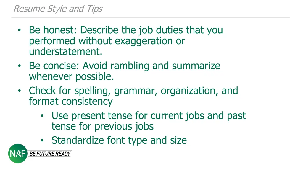 resume style and tips