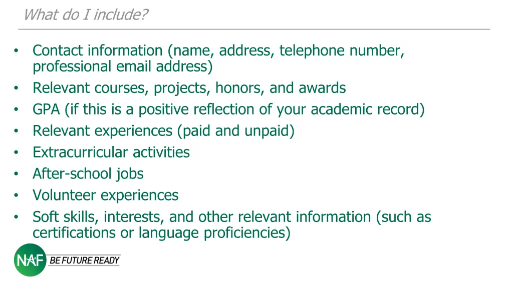 what do i include