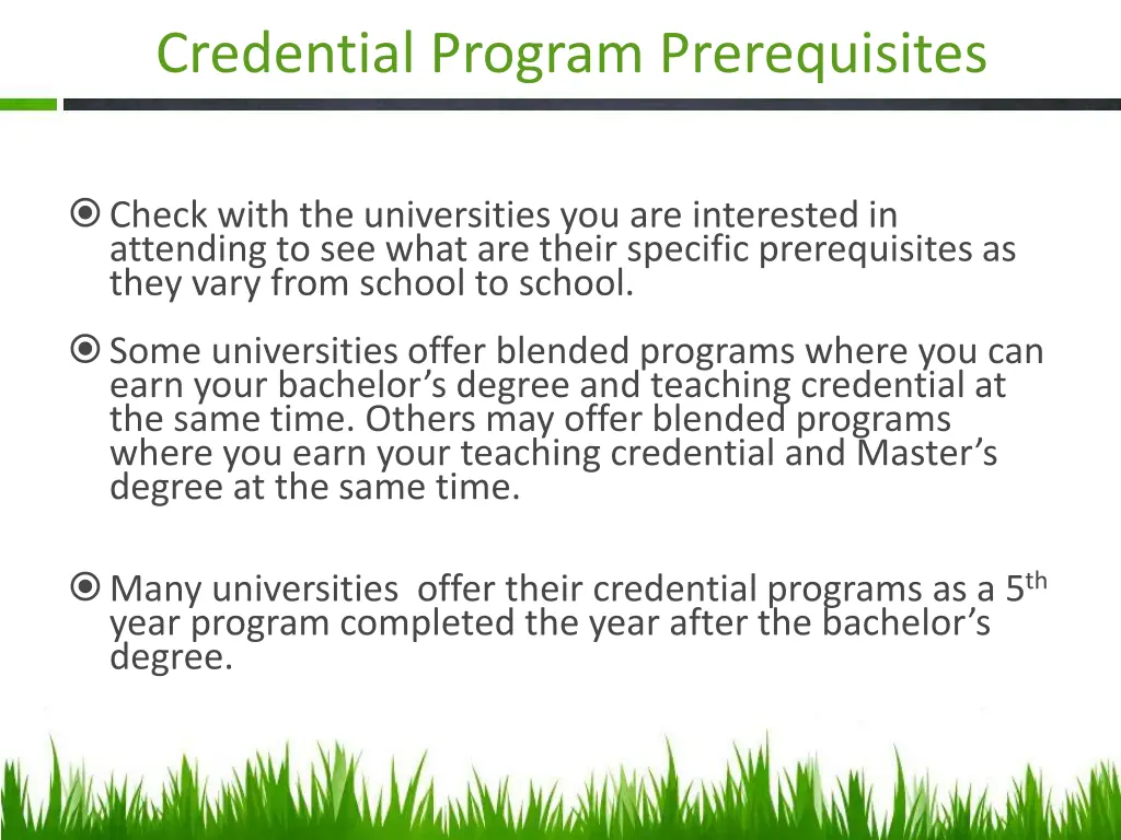credential program prerequisites